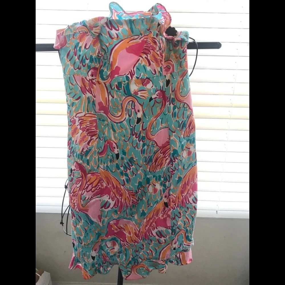 🌿Lilly Pulitzer strapless Eat & Peel flamingle dress, size 2🌿 - Picture 2 of 10